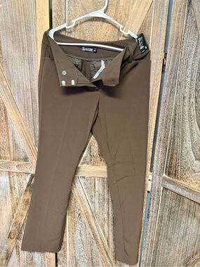 New York & Company Brown Straight-Leg Trousers